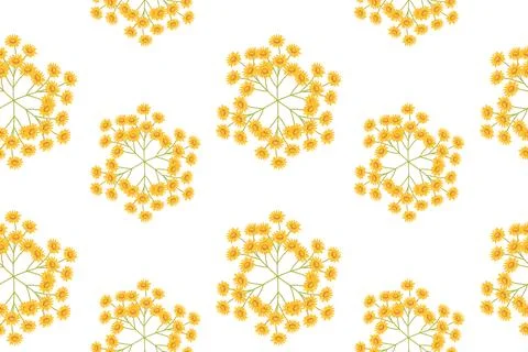 Seamless pattern of geometric sunflower mandalas on white background Stock Illustration
