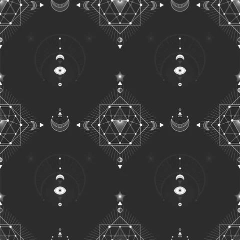 Seamless pattern with geometric symbols. Stock Illustration