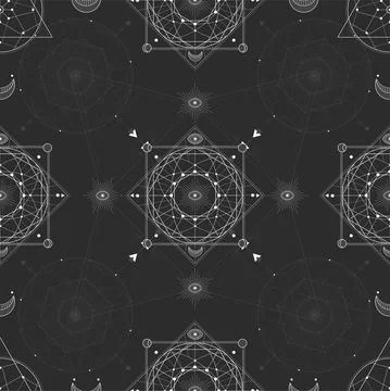 Seamless pattern with geometric symbols. Illustrazione stock