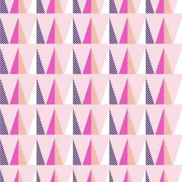 Seamless pattern with geometric triangle shapes. Bright colors pink and violet Stock Illustration
