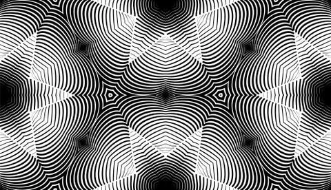 Seamless pattern with geometric woodcut styled line tiles and arabic pattern  스톡 일러스트