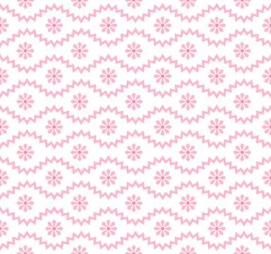 Seamless pattern with geometric zigzag and small flowers. Abstract black and Stock Illustration