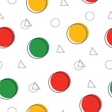 Seamless pattern with geometrical shapes vector - abstract circles and triangles Illustrazione stock