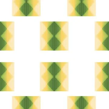 Seamless pattern with geometrical shapes vector in green and yellow colors Stock Illustration