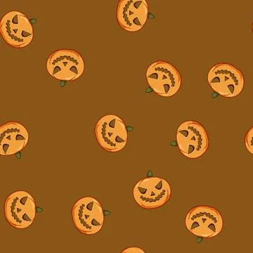 Seamless pattern ghost pumpkin halloween character cartoon vector Stock Illustration