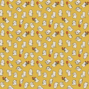 Seamless Pattern Ghosts And Monsters Halloween elements Stock Illustration