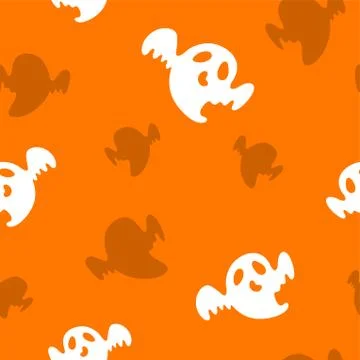 Seamless pattern with ghosts for Halloween. Vector illustration in orange Stock-Illustration