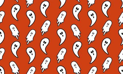 Seamless pattern with ghosts. Wallpaper with ghosts. Halloween pattern design. Stock Illustration