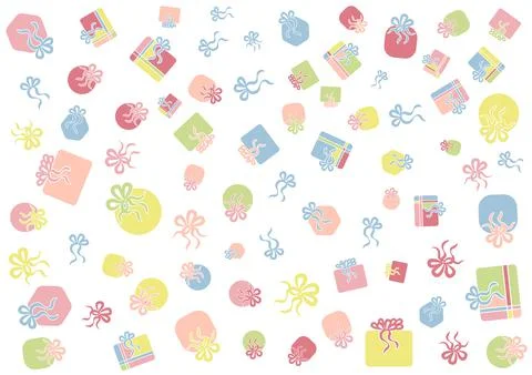 Seamless pattern Gift box, with bow tie motifs. On a white background, vector Stock Illustration