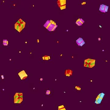 Seamless pattern gift box for holiday presents with ribbons and bows, chris.. Illustrazione stock