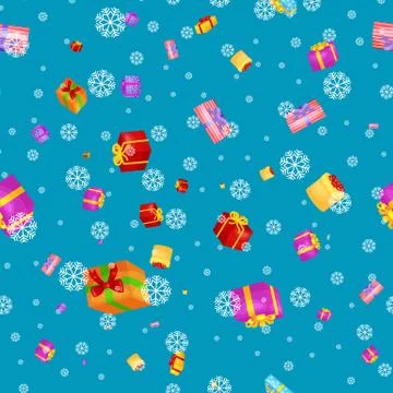Seamless pattern gift box for holiday presents with ribbons and bows, chris.. Illustrazione stock