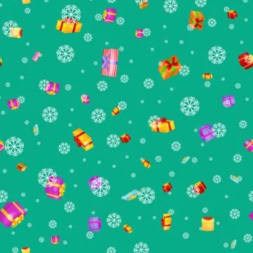 Seamless pattern gift box for holiday presents with ribbons and bows, chris.. Illustrazione stock