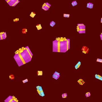 Seamless pattern gift box for holiday presents with ribbons and bows, chris.. Illustrazione stock