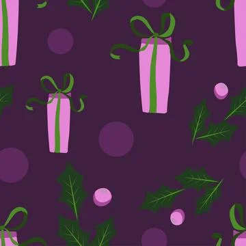 Seamless pattern gift box Illustrations. Simple cute style. Universal colors. Stock Illustration