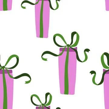 Seamless pattern gift box Illustrations. Simple cute style. Universal color.. Stock Illustration