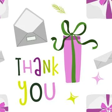 Seamless pattern gift box Illustrations. Simple cute style. Universal colors. Stock Illustration