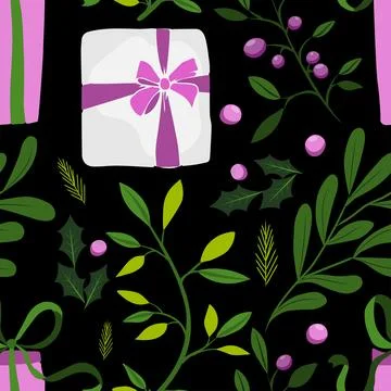 Seamless pattern gift box Illustrations. Simple cute style. Universal colors. イラスト素材