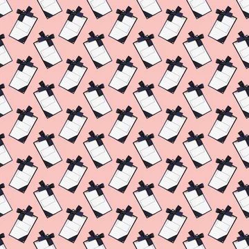 Seamless pattern with gift box on a pink background. 스톡 일러스트