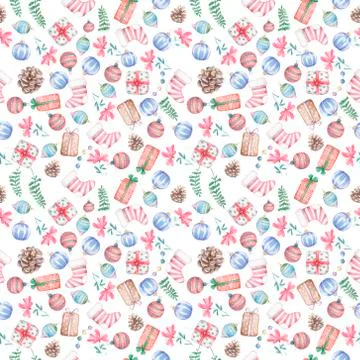 Seamless pattern of gift box with red ribbon bow Background with a pattern of Stock Illustration