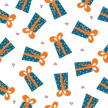 Seamless pattern with gift box. Vector illustration design elements. Illustrazione stock