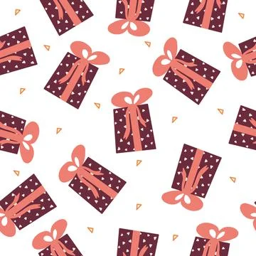 Seamless pattern with gift box. Vector illustration design elements. Illustrazione stock