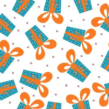 Seamless pattern with gift box. Vector illustration design elements. Illustrazione stock