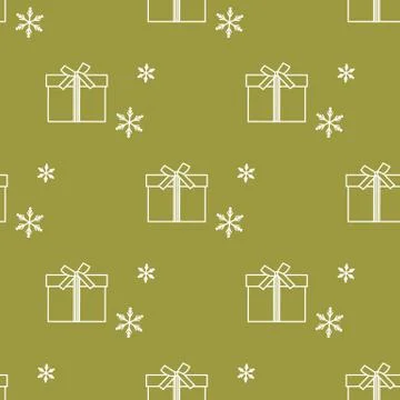 Seamless pattern with gift boxes and snowflakes. Stock Illustration