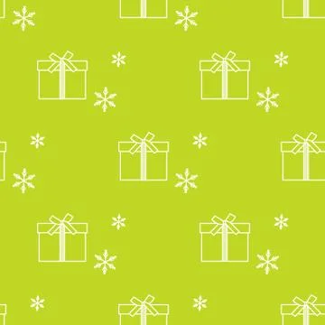 Seamless pattern with gift boxes and snowflakes. Stock Illustration
