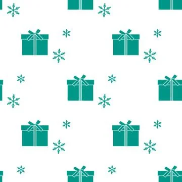 Seamless pattern with gift boxes and snowflakes. Stock Illustration