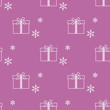 Seamless pattern with gift boxes and snowflakes. Stock Illustration
