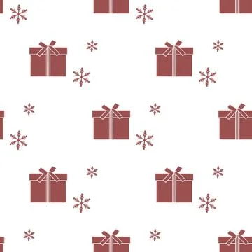 Seamless pattern with gift boxes and snowflakes. Stock Illustration