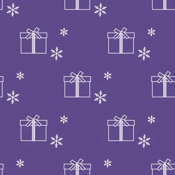 Seamless pattern with gift boxes and snowflakes. Stock Illustration