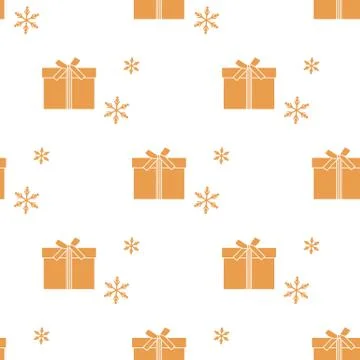Seamless pattern with gift boxes and snowflakes. Stock Illustration