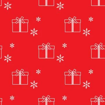 Seamless pattern with gift boxes and snowflakes. Stock Illustration