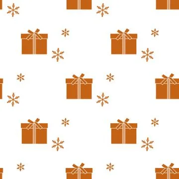 Seamless pattern with gift boxes and snowflakes. Stock Illustration