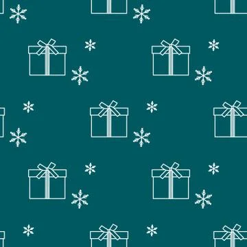 Seamless pattern with gift boxes and snowflakes. Stock Illustration