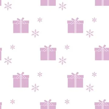 Seamless pattern with gift boxes and snowflakes. Stock Illustration
