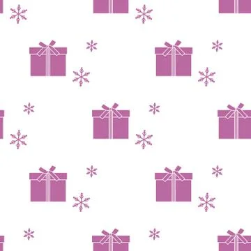 Seamless pattern with gift boxes and snowflakes. Stock Illustration