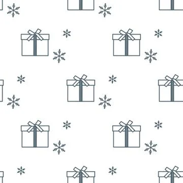 Seamless pattern with gift boxes and snowflakes. Stock Illustration
