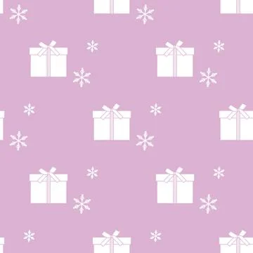 Seamless pattern with gift boxes and snowflakes. Stock Illustration