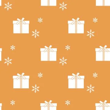 Seamless pattern with gift boxes and snowflakes. Stock Illustration