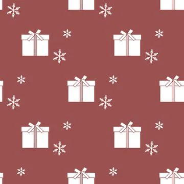 Seamless pattern with gift boxes and snowflakes. Stock Illustration
