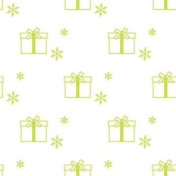 Seamless pattern with gift boxes and snowflakes. Stock Illustration