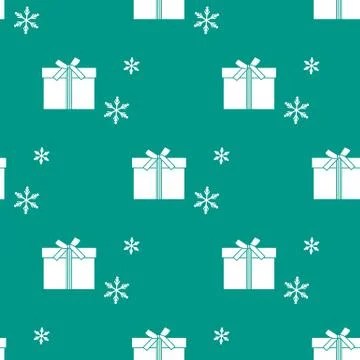Seamless pattern with gift boxes and snowflakes. Stock Illustration