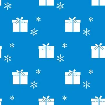 Seamless pattern with gift boxes and snowflakes. Stock Illustration