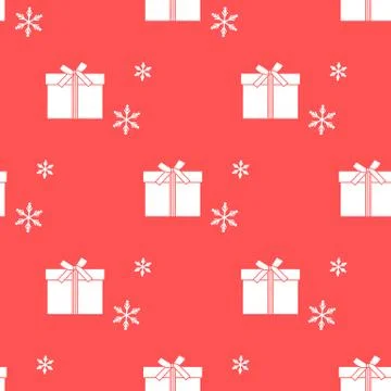 Seamless pattern with gift boxes and snowflakes. Stock Illustration