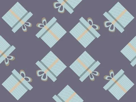Seamless pattern with gift boxes in boho colors. Gift boxes with geometric イラスト素材