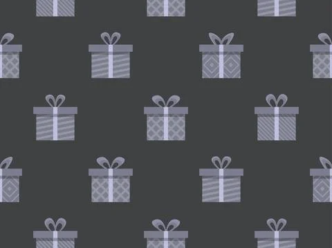 Seamless pattern with gift boxes in boho colors. Gift boxes with geometric 스톡 일러스트