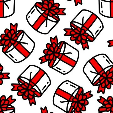 Seamless pattern with gift boxes with a bow. Vector illustration Stock Illustration
