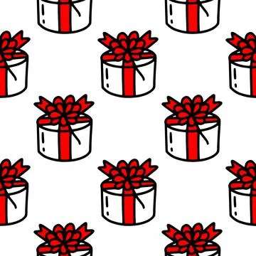 Seamless pattern with gift boxes with a bow. Vector illustration Stock Illustration
